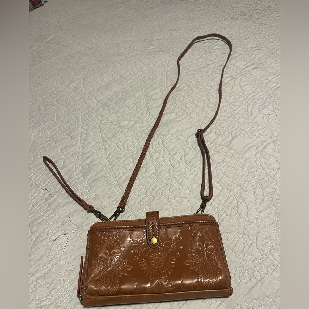 The SAK Iris Brown Embossed Floral Leather Purse